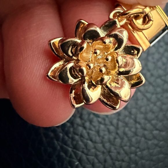 Premium Gold Tone Lotus Flower Italian Charm Link – 3D Floral Design - Picture 2 of 4